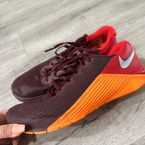 Nike Mens Metcon 5 Night Maroon Red Orange Training Crossfit - Picture 4 of 5